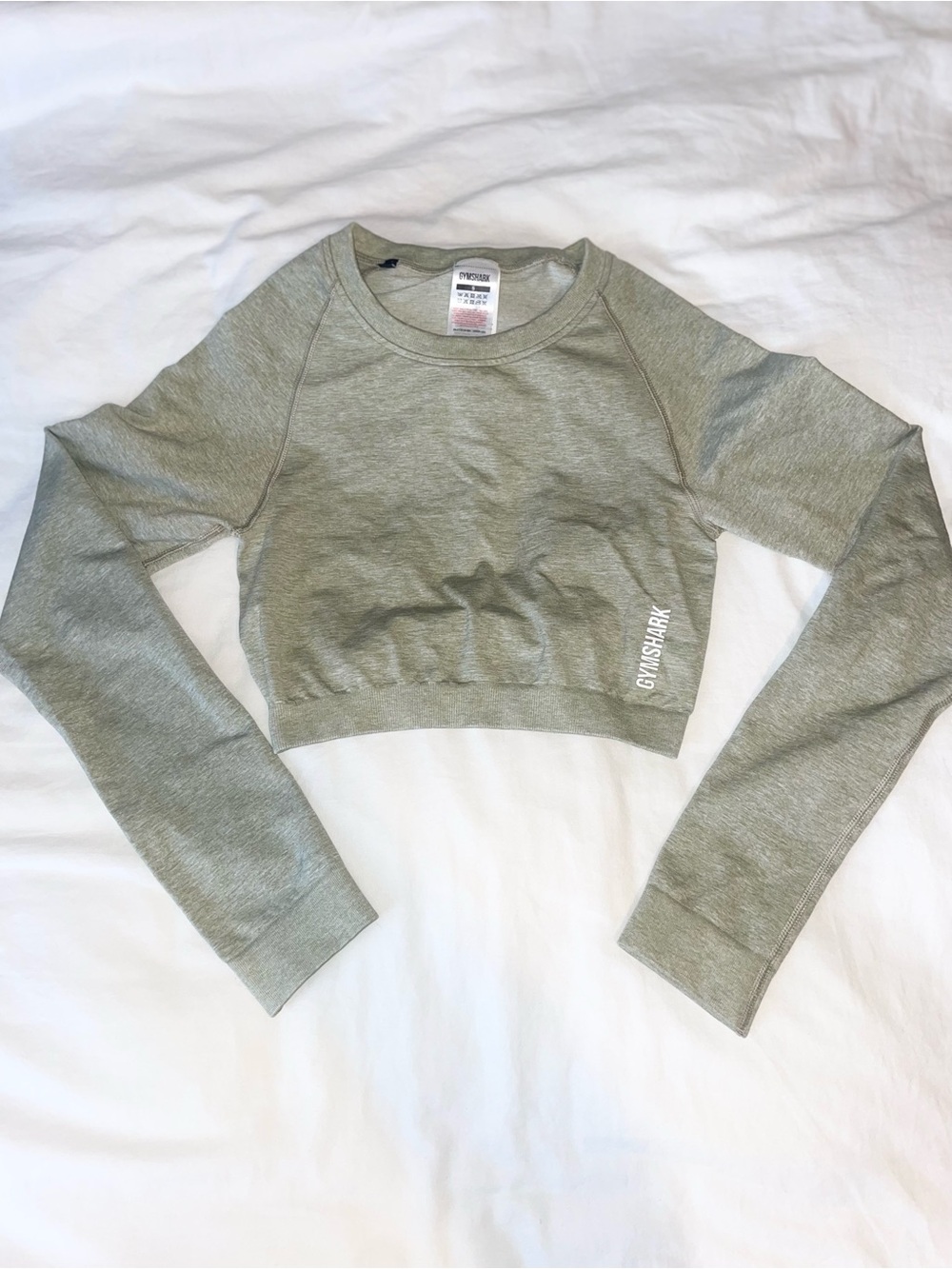 Gymshark Cropped Long Sleeve Top - Light Sage